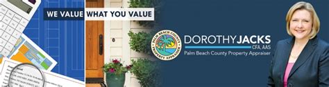Pbc property appraiser - Learn about Dorothy Jacks, the elected Property Appraiser of Palm Beach County since 2016. She is a certified appraiser, assessment specialist and leader with expertise, …
